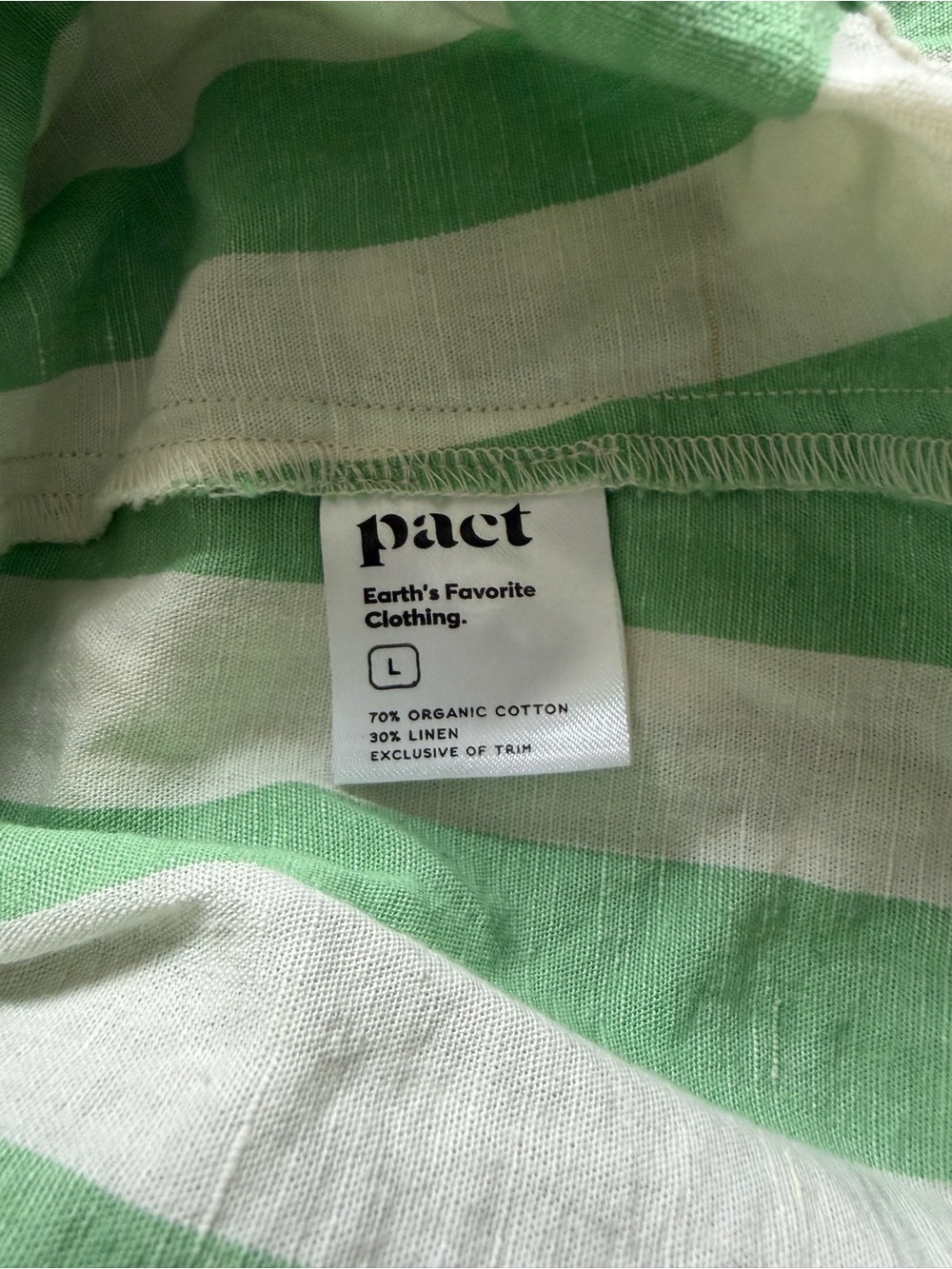 Pact Canopy Linen Blend Green & White Striped Midi Dress - Picture 5 of 5